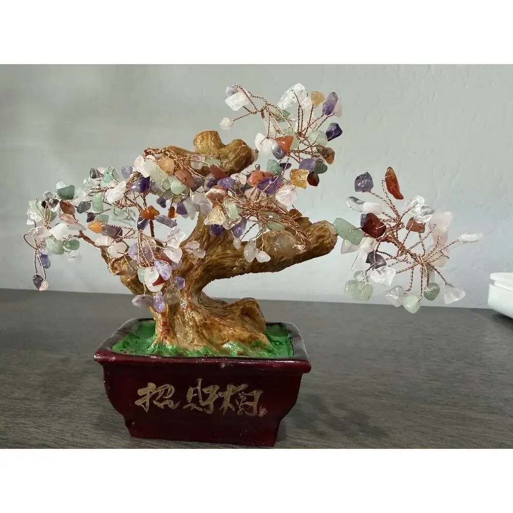 Handcrafted‎ Feng Shui Gemstone Bonsai Tree Money Tree Wealth Tree Prosperity